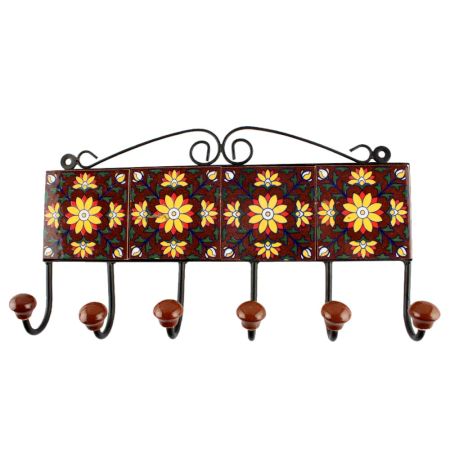 Yellow Sunflower Ceramic Tile Hook